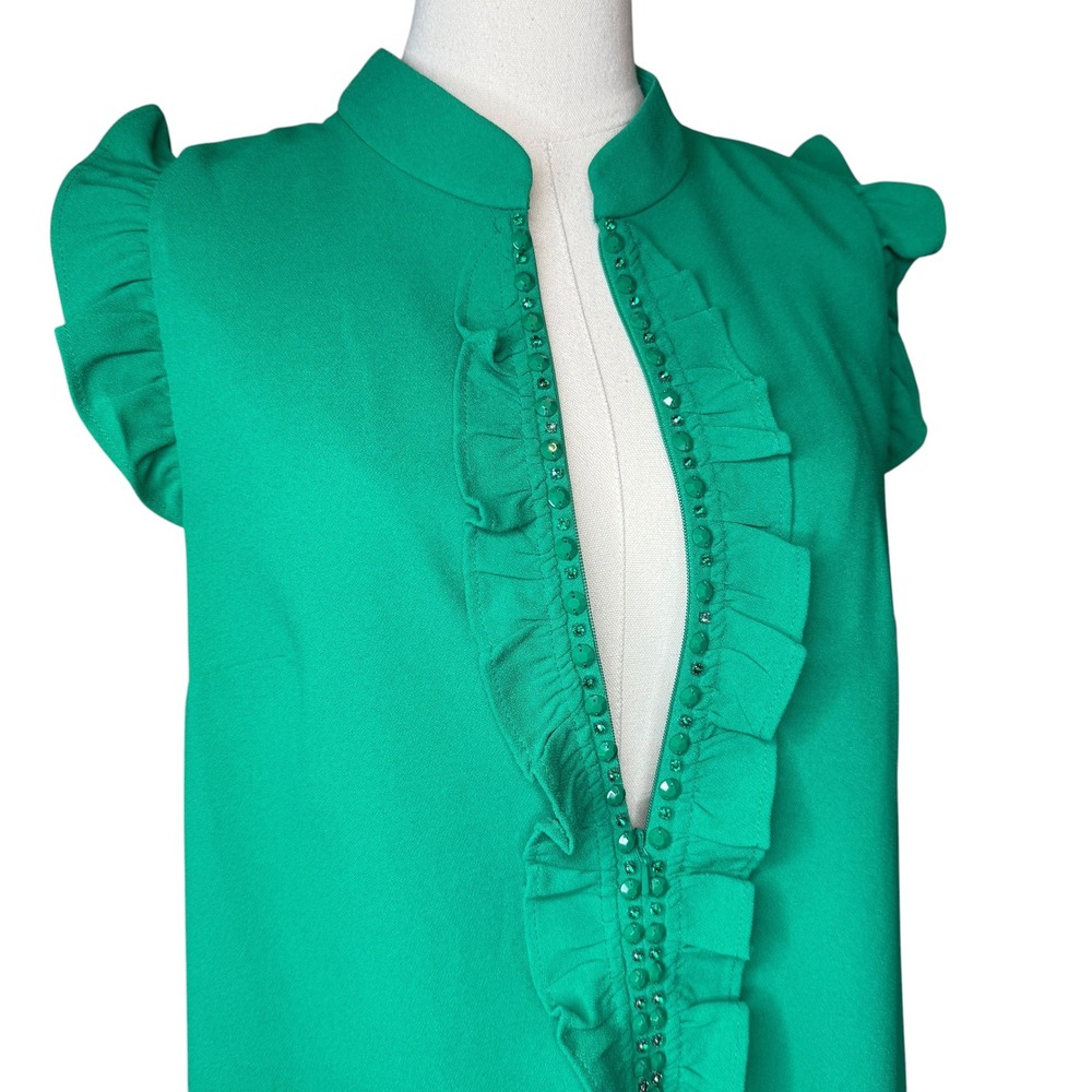Lilly Pulitzer Adalee Shift Dress Ruffle Beaded Preppy Resort Wear Green Size 8 - Picture 4 of 8